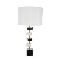 A&B Home Table Lamp with Contrasting Square Accents - 15" x 15" x 30" - Gold/Black/White