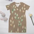 thumbnail image 5 of Muted Brown Leafy Pattern Repeat Loose Pocket Dress Dresses Summer Summer Dresses for Women, 5 of 9