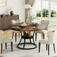 thumbnail image 3 of Condemo Round Dining Table for 4–6, 47" Wooden Dining Room Table with Storage Shelf, Rustic Brown Black, 3 of 8