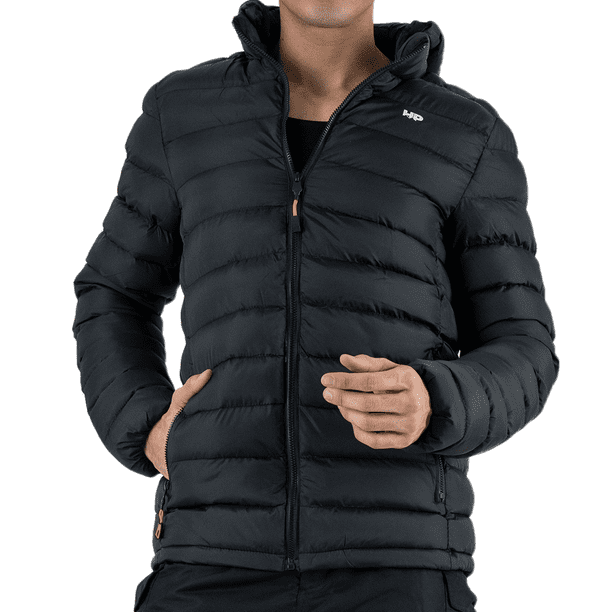 Chamarra Acolchada Impermeable Para Hombre Color Negro Talla Mediana
