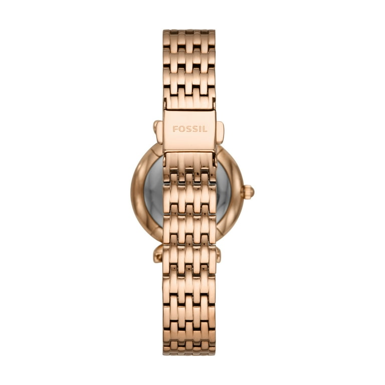 Fossil Ladies' Carlie Mini Three-Hand Rose Gold-Tone Stainless