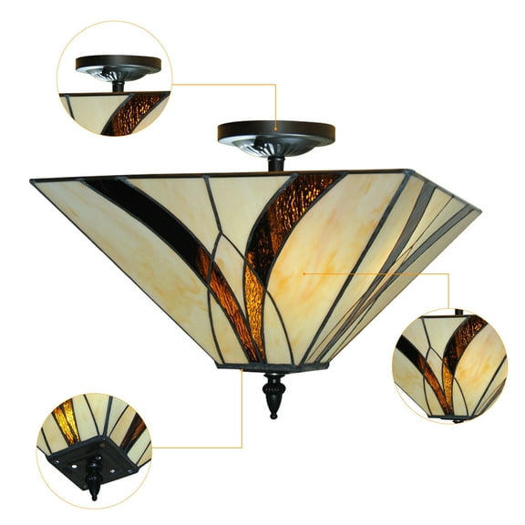 Tiffany Style Ceilling Light 3-Light Stained Glass Ceiling Lamp Vintage Chandelier Fixture Home Decor