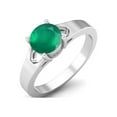 thumbnail image 2 of 925 Sterling Silver 6mm Round Shape Green Onyx Solitaire Valentines Day Gifts Ring for Women, 2 of 4