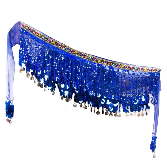 EnJoCho Gold Coins Belly Dance Hip Scarf Belly Dancing Belt Colorful Waist Belly Dance Hip Scarf Belt Triangle Skirt Women's Carnival Sequin Tassel Waist Chain Scarf Performance Belt Waist Cover