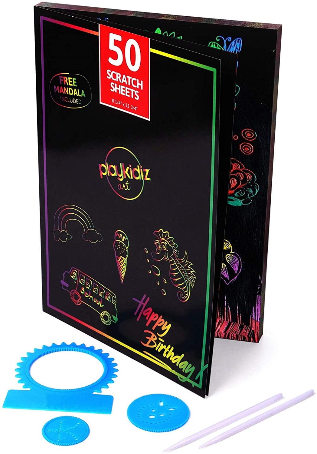 Scratch Pad Art Paper A3 for Kids & Adults, Rainbow Painting Night Vie –