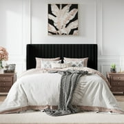Amolife Queen Size Velvet Upholstered Bed with Wingback Headboard, Black