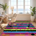 thumbnail image 3 of Design&I 3'x5' Ultra Soft Throw Mat, Record Vinyl Retro Turntable Stripes Musical Notes Paint Splatter None Fluffy Washable Easy Care Indoor rug for Bedside Hallway, 3 of 7