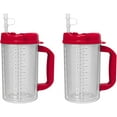 thumbnail image 3 of 32 oz Red Double Wall Insulated Hospital Mug - Cold Drink Mug - New Swivel Lid Design - Includes 11" Straw (1), 3 of 3