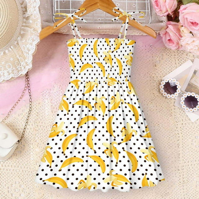 Pisexur Girls Dresses , Robes pour Filles Bébé, Robes pour Enfants Filles Bébé Robe de Plage Robes Décontractées Sans Manches Princesse Robe d'Été Jaune