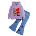 thumbnail image 4 of Hessimy Toddler Boys Girls Spring Summer 2Pcs Long Sleeve Soft Comfy Sleepwear Pajamas Tops Pants Casual Homewear, Lounge In Style(H,5-6 Years), 4 of 4
