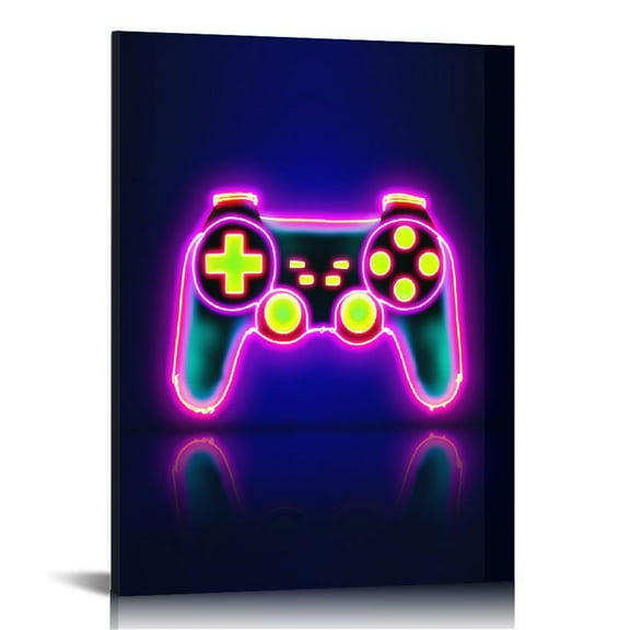 COMIO Video Game Art Print Colorful Gaming Themed Canvas Wall Art Neon Gaming Posters 16x20 Inch Video Game Wall Art Gaming Artwork for Kids Boy Wall Decor Teens Bedroom Game