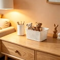thumbnail image 4 of Panier de Rangement en Plastique avec Poignée, Bac de Rangement Décoratif pour Étagère de Garde-Robe, Blanc, JKODE, 4 of 6