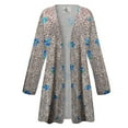 thumbnail image 1 of Women's Plus size 0x Petite Maxi Cardigan Straight Cheetah Hydrangea Designer Print Slinky Casual Long Flowy Drape Mid-Weight Duster Sweater Made in USA, 1 of 4
