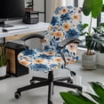 thumbnail image 2 of ZIATUBLES Desk Office Chair Slipcover Dust Proof Soft Computer Rotating Chair Covers Removable Home Office Chair Slipcover with Snap Button Stylish Furniture Protector Covers, S, Flower Blue Orange, 2 of 7