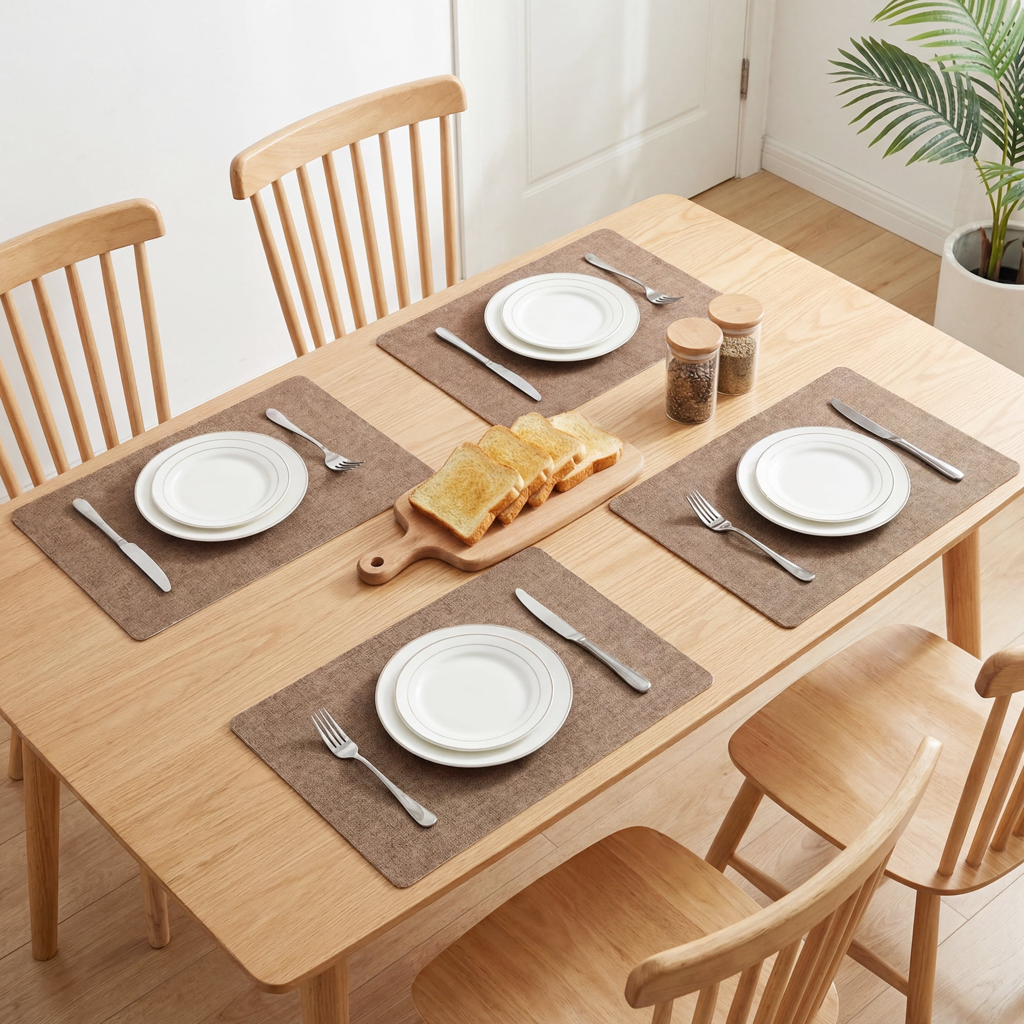 Unique Bargains 6pcs Faux Leather Placemats for Kitchen Coffee 16.9"x11.8"