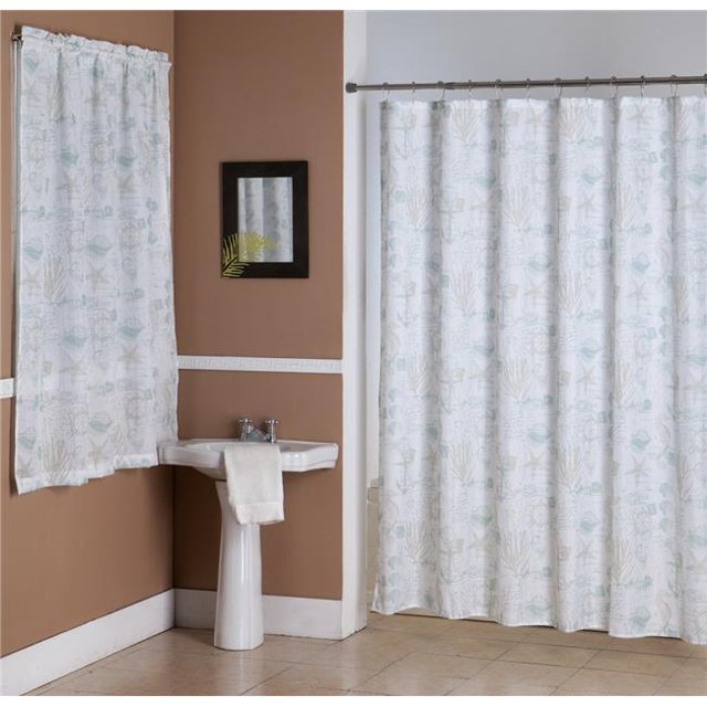 Kashi SC059986 70 x 70 Jamie Polyester Toile Rideau de Douche & 44; Rideau de Fenêtre avec Crochets Ensemble - 14 Pièces