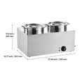 thumbnail image 2 of KFFKFF Electric Soup Warmer with Dual 6.34QT Stainless Steel Pots, Adjustable Temperature Range 86~185°F, 1200W Commercial Bain Marie for Restaurants and Buffets, 2 of 9
