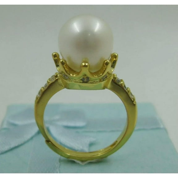 K-KED pearl ring AAA 10-9mm real natural south sea white pearl ring 925 Sterling silve
