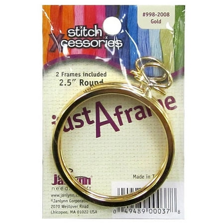 Janlynn Stitch Xcessories 2.5" Round Frame, Gold, 2pk