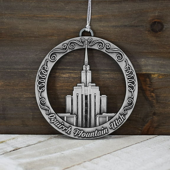 Oquirrh Mountain Utah Temple Antique Silver Ornament by Ringmasters