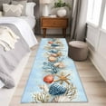 thumbnail image 5 of 2x6 Kitchen Runner Rug, Blue Coastal Non-Skid Rubber Backing Large Rectangle Rugs - Living Room Bedroom Home Office, Summer Nautical Beach Conch Starfish Coral Indoor Floor Mat Carpets Washable Rug, 5 of 9