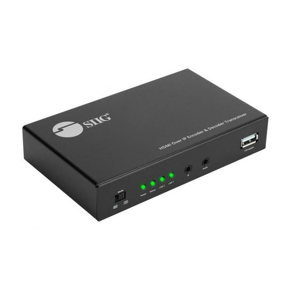SIIG HDMI Over IP Encoder & Decoder Transceiver - TX/RX Mode Switching, Cascading, 1080p, One to One 600ft, One to Many, Many to Many via VLAN, 2X RJ45, TAA Compliant (CE-H27P11-S1)