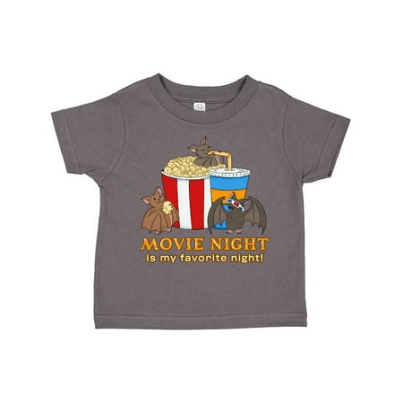 

Inktastic Movie Night Is My Favorite Night Bats with Popcorn and Soda Gift Toddler Boy or Toddler Girl T-Shirt