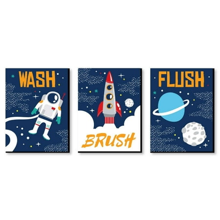 UPC 194373000030 product image for Big Dot of Happiness Blast Off to Outer Space - Kids Bathroom Rules Wall Art - 7 | upcitemdb.com