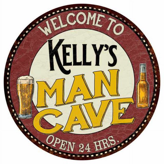 Kelly's Man Cave 14" Round Metal Sign Kitchen Bar Wall Decor 100140035191