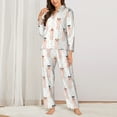 thumbnail image 2 of Pajama Sets for Women 2 Pcs, Cartoon Cute Poodle Dog Bow Tie Button Down Long Sleeve Sleepwear Lounge PJ Sets, 2 of 6