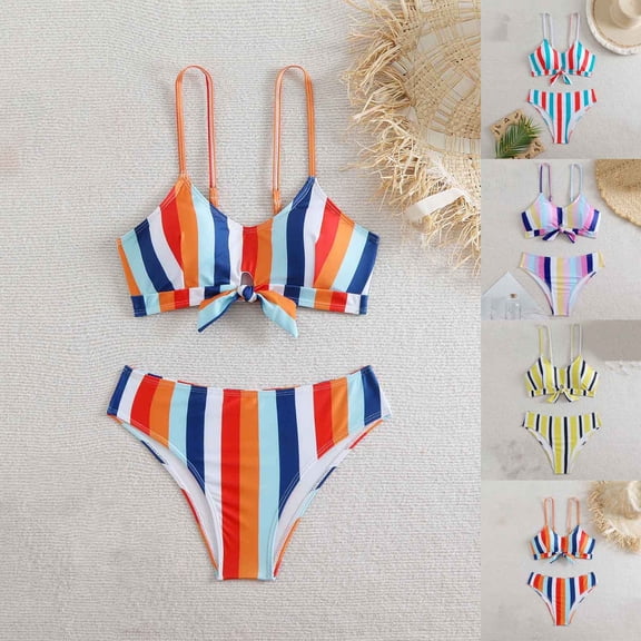 QNANSPI Swimsuit Sets for Women, Womens Swimsuits 2 piece, Womens Stylish Print Bikini Set with Soft Cups