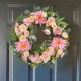 thumbnail image 6 of 20 Inch Summer Roses Wreath for Front Door, Artificial Floral Wreath with Daisy, Peonies, and Hydrangeas, Spring Summer Door Hanging Decor for Home, Wedding, and Farmhouse Year Round, 6 of 9