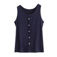 thumbnail image 2 of QUNYINEY Sleeveless Womens Tank Top Solid Camisole Casual Crew Neck Tops Loose Summer Button Tank Tops, 2 of 5