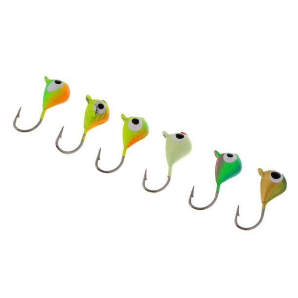 6pcs Ice Fishing s s with Single Hooks Fast Sinking for Bass