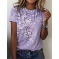 thumbnail image 2 of LYMAYTER Women Casual T-Shirts Summer Print Crew Neck Short Sleeve Breathable Loose for Tees Top XXS-6XL, 2 of 9