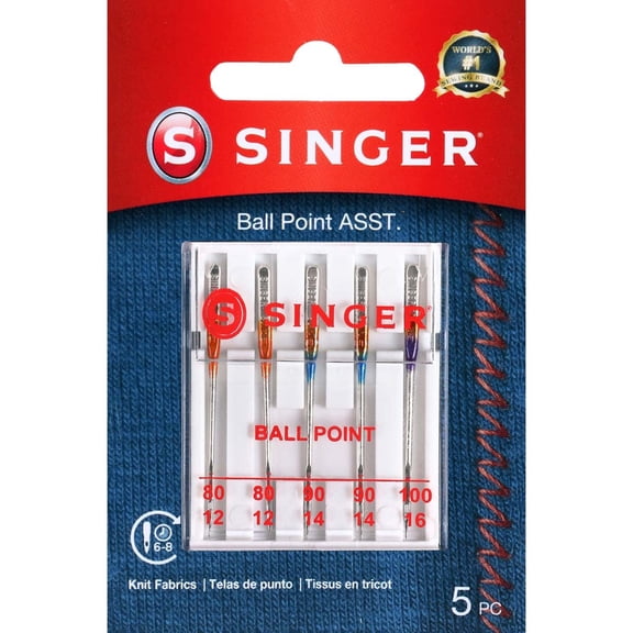 SINGER 5-Count Ball Point Sewing Machine Needles, Mixed Sizes