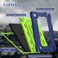 thumbnail image 3 of Kebiory Case for Lenovo Tab One 8.7 inch Tablet,Heavy Duty Hybrid Shockproof Protective Case Built in Kickstand Shoulder Strap Cover for Lenovo Tab One 8.7 inch/K9 TB305FU (2025) Tablet(Navy/Green), 3 of 8