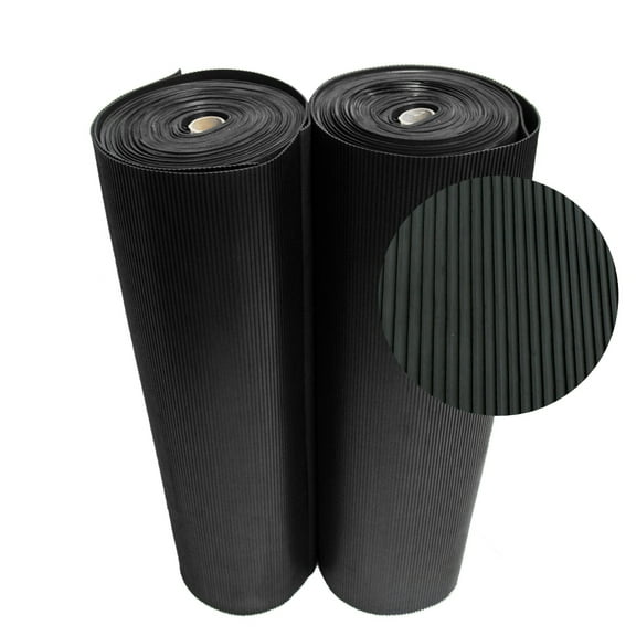 Rubber-Cal "Ramp-Cleat" Non-Slip Outdoor Rubber Mats - 1/8 in x 3 ft x 20 ft Floor Mat