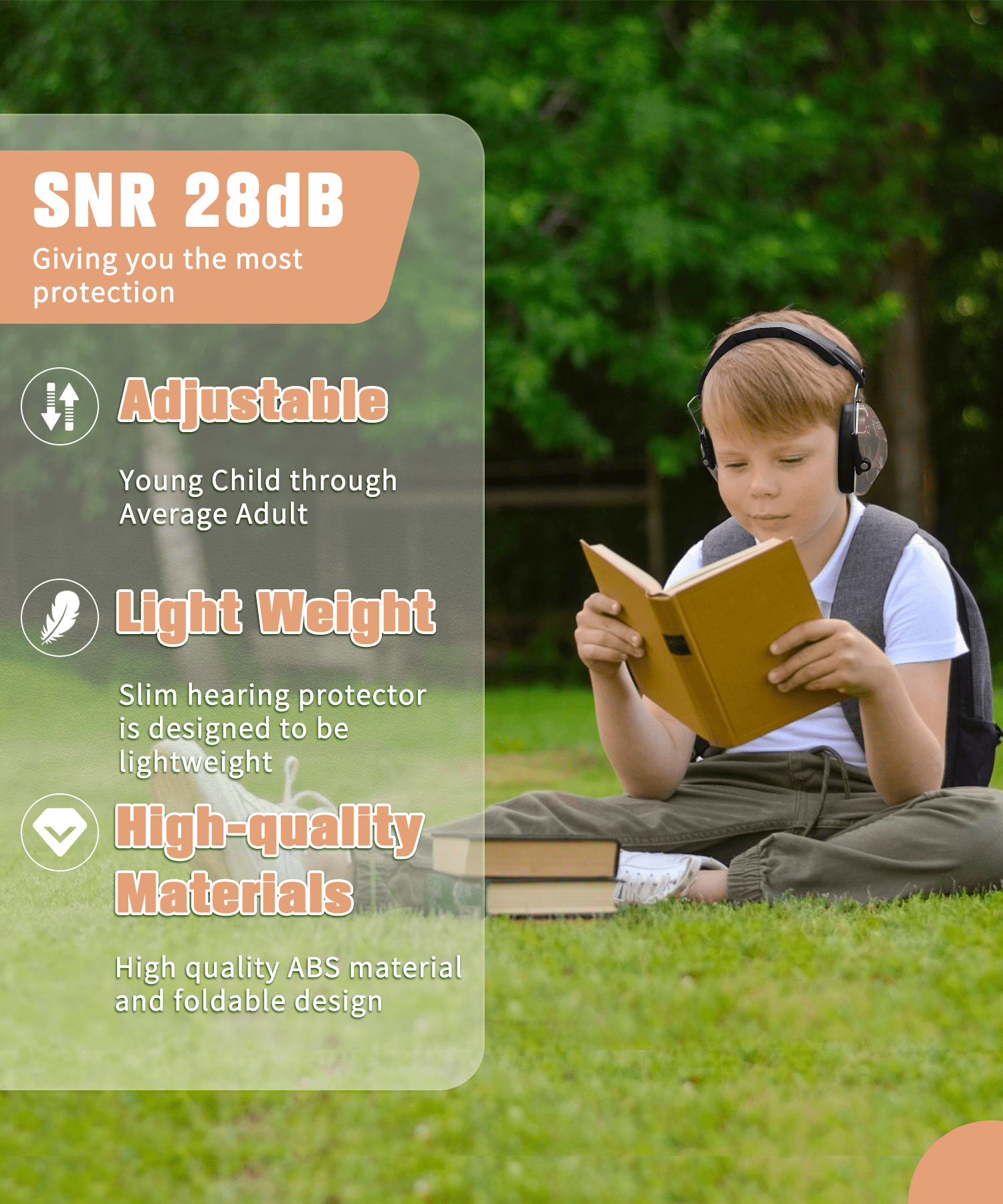 ZOHAN 032 Kids Noise Canceling Headphones, 28dB SNR Kids Earmuffs for Fireworks, Party, School-Brown
