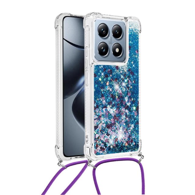 Funda FOXDOCK para Xiaomi 14T con Cuerda Ajustable, Brillo Líquido, Protección Antigolpes y Lente – Ideal para Regalo