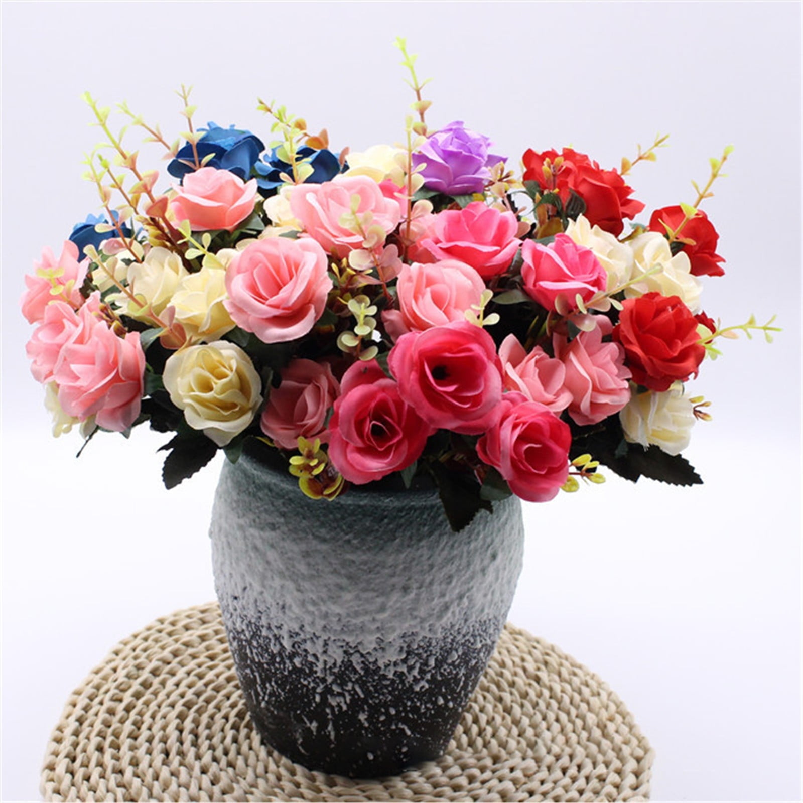 ZFSBZBS 3 Pcs 12 Head Artificial Flowers, Artificial Peony Small Silk Flowers Fake Peonies Bouquet Rose Flower Arrangement Table Centerpiece for Dining Party Home Decoration Hot Pink