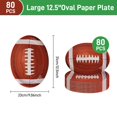 thumbnail image 2 of 80 PCS Football Oval Paper Plates, AFN1Football Shaped Disposable Paper Snack Plates Serving Trays for Football Theme Birthday Party Game Day Game Tailgate Party Supplies (Large: 12.6inch), 2 of 3