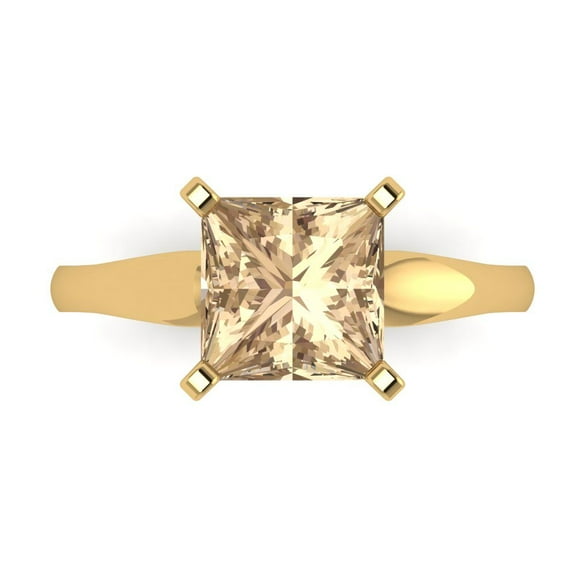 Solitaire Engagement Ring for Women - 2.5ct Yellow Moissanite in 18K Yellow Gold Promise Ring