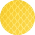 thumbnail image 1 of Ahgly Company Indoor Round Trellis Yellow Modern Area Rugs, 4' Round, 1 of 4