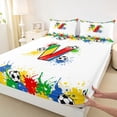 thumbnail image 5 of Erosebridal Splash Soccer Letter V Queen Sheet Sets, Sport Bed Set for Boys and Girls, 4 Pieces, 1 Flat Sheet, 1 Fitted Sheet and 2 Pillowcases, 5 of 6