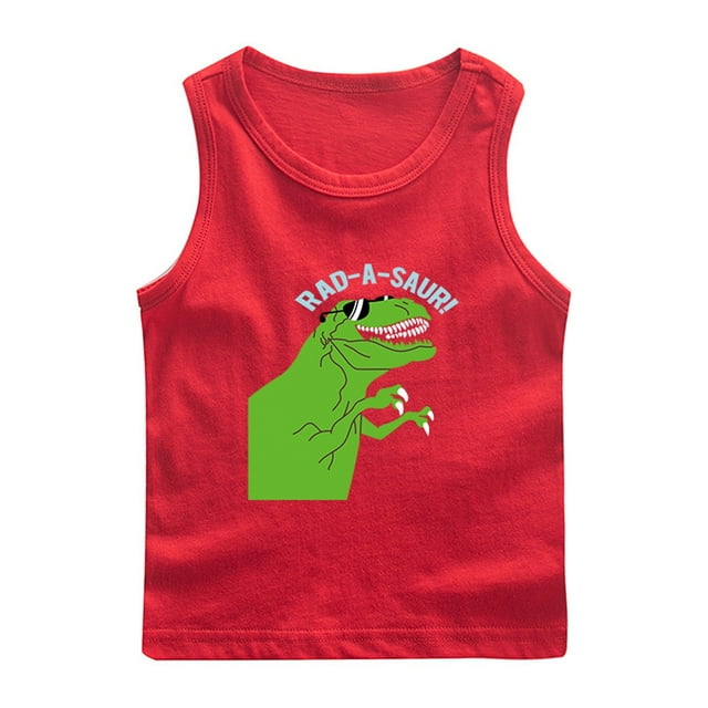 RXIRUCGD 2025 Vêtements d'Été pour Enfants Chemise de Base à Col Rond Sans Manches pour Garçons