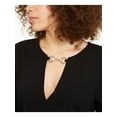 thumbnail image 3 of INC Womens V-Neck Keyhole Blouse Black S, 3 of 4