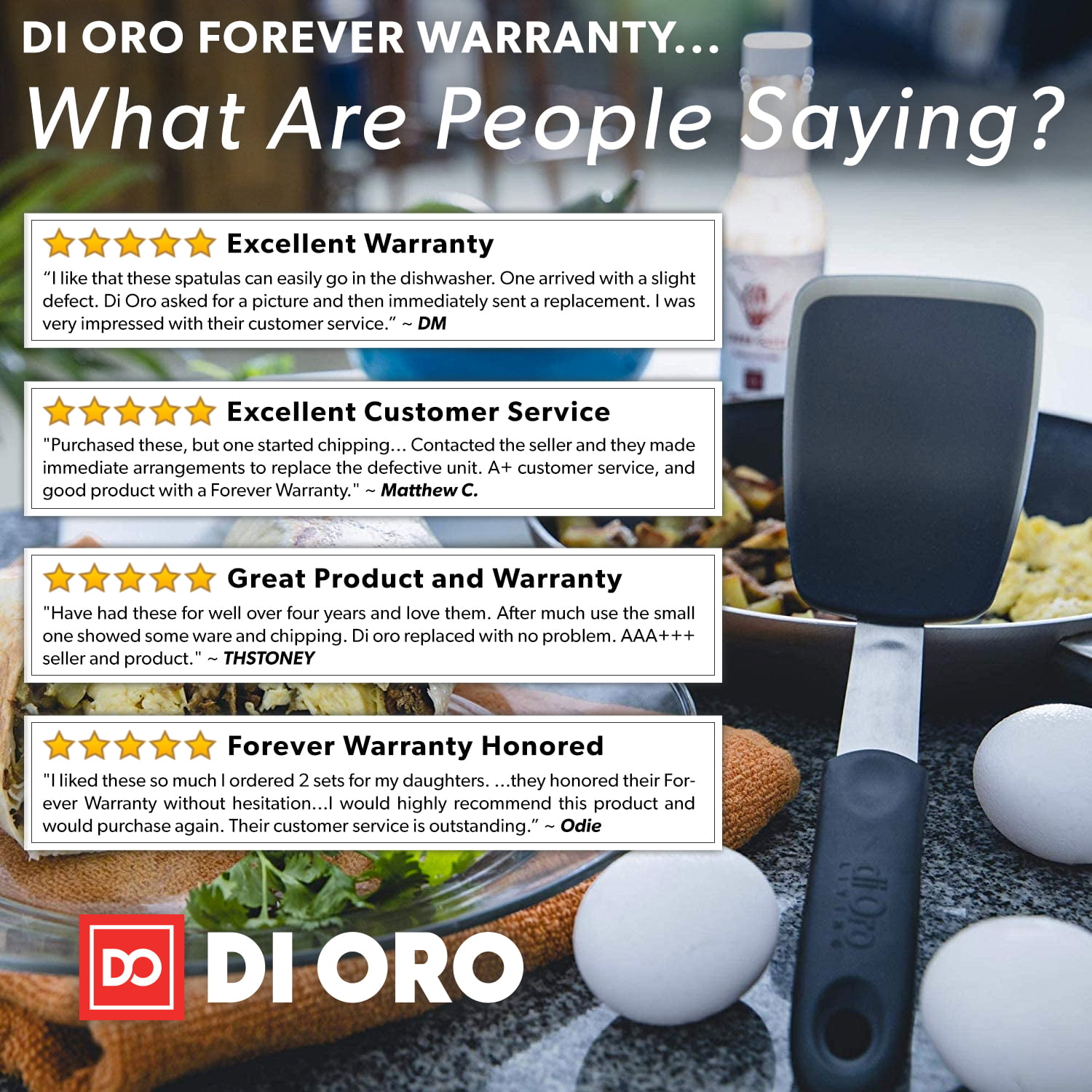 New di Oro Seamless Series Esso 2-Piece Silicone Turner Spatula Set - 600AF Heat-Resistant Flexible Kitchen Spatulas for Nonstick Cookware - Flippers