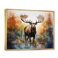 thumbnail image 2 of Designart "Colorful Moose Majestic painting" Animals Floater Framed Wall Art Print, 2 of 7