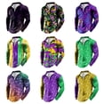 thumbnail image 7 of YM Mardi Gras T-shirt for Men Long Sleeve Quarter Zip Pullover Carnival Celebration Shirts Funny Graphic Print Collared Shirts Summer Tops for Men, 7 of 7